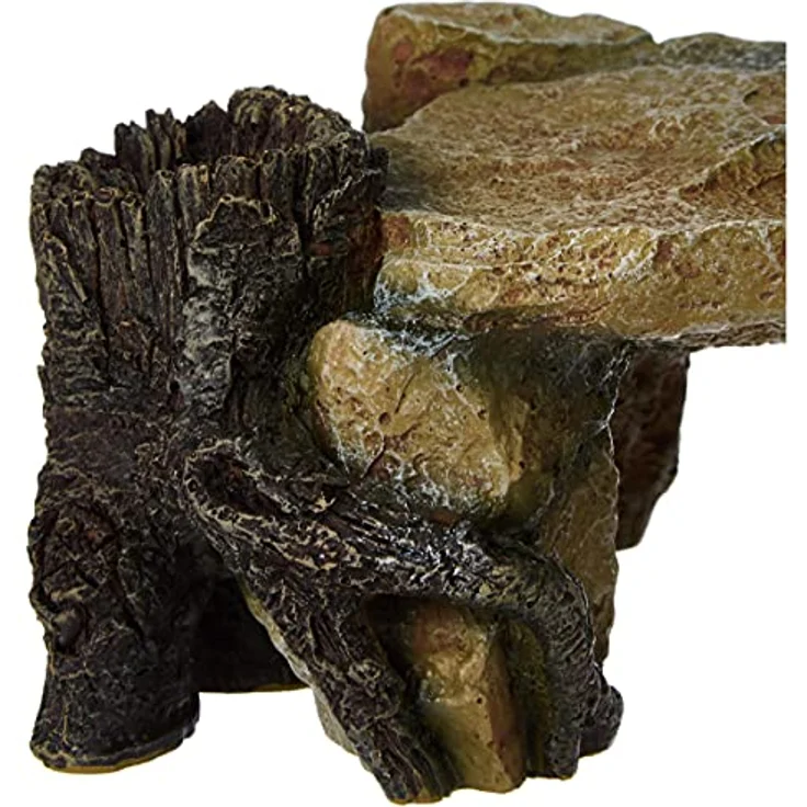 Trixie Aquariendekoration Felsplateau mit Baumstamm, langlebig aus Polyesterharz, 16,5x25x9,5 cm, auch für Terrarien geeignet – Bild 4
