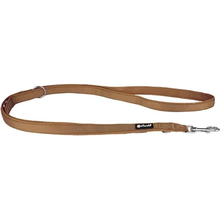 Petlando Hundeleine 2m Mesh weich gepolstert, Cognac, 3-fach verstellbar, ideal für mittelgroße Hunde – Bild 5