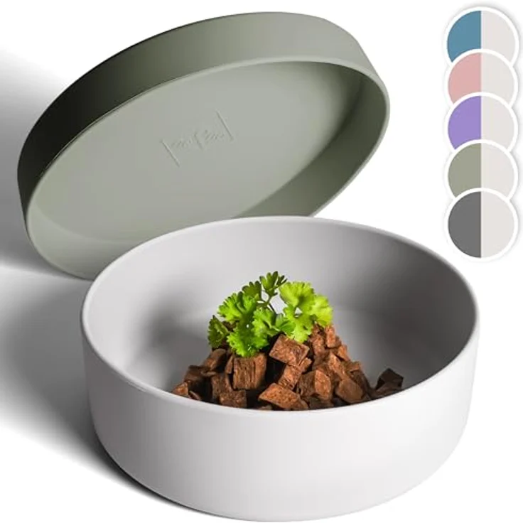 ne&no® Silikon Hundenapf 1200 ml mit Deckel für kleine und mittelgroße Hunde | rutschfest und luftdicht für frisches Futter | elegantes Design als Untersetzer – Bild 1