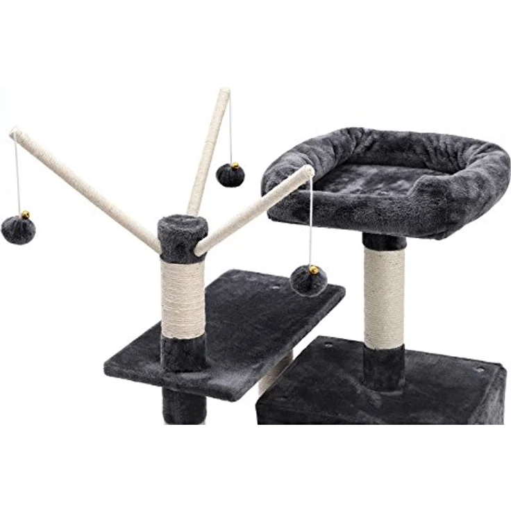 Feandrea Kratzbaum XXL PCT86G, 154cm mit Höhle, Hängematte und Spielsisal, rauchgrau – Bild 7
