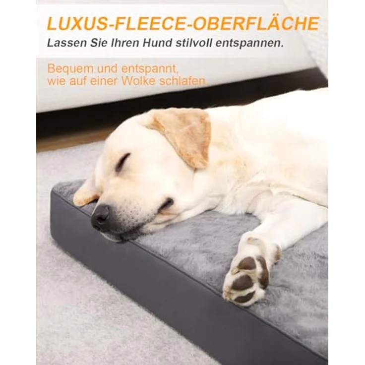 KSIIA Hundebett Orthopädisch für große Hunde, waschbares Hundekissen 91x68cm, abnehmbarer Bezug, doppelseitig wendbar, dunkelgrau – Bild 3