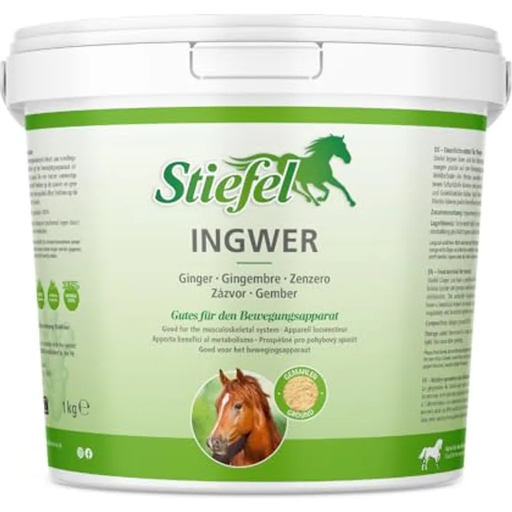 Stiefel Ingwer für Pferde, 100% naturbelassener Ingwer zur Unterstützung von Atemwegen & Gelenkgesundheit, 1kg