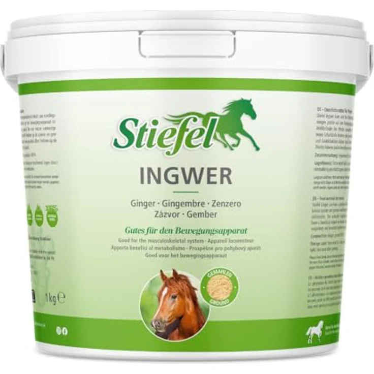 Stiefel Ingwer für Pferde, 100% naturbelassener Ingwer zur Unterstützung von Atemwegen & Gelenkgesundheit, 1kg – Bild 1