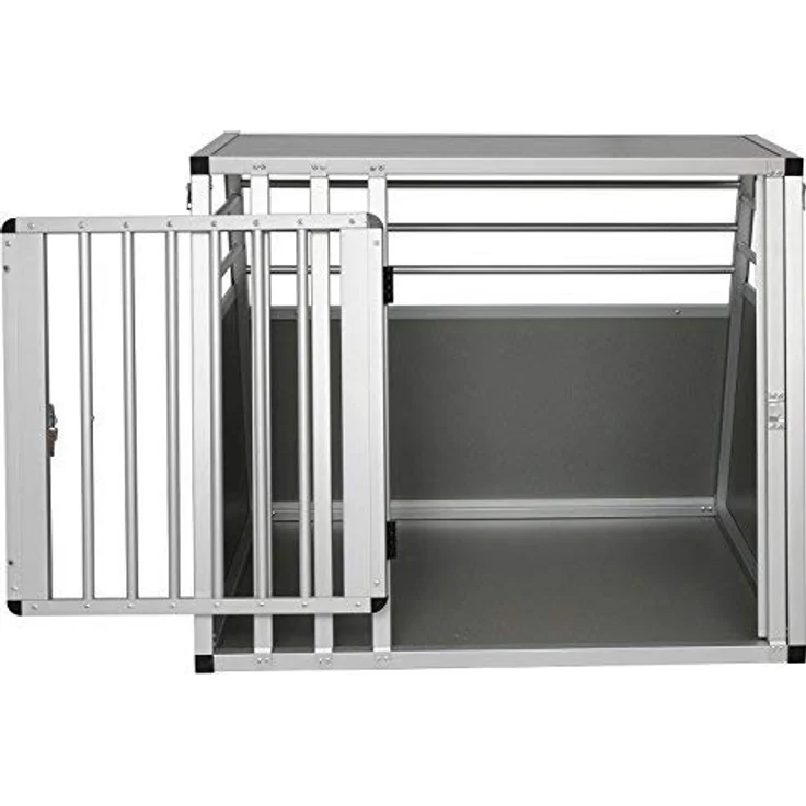EUGAD Tiertransportbox, Hundetransportbox Alu Reisebox Autobox XL Silber, Sicherheitsverschluss, gute Belüftung, Kunststoffschutz - Preisvergleich – Bild 5