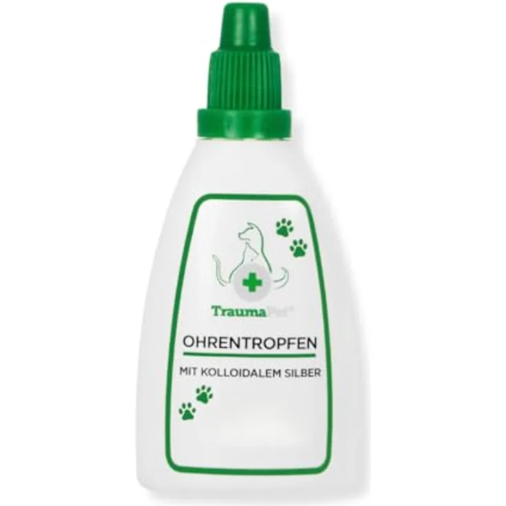 TraumaPet Ohrentropfen für Hunde & Katzen 50 ml | Ohrenreiniger mit kolloidalem Silber für empfindliche Ohren | Unterstützt bei Juckreiz, Rötungen, Ohrmilben & unangenehmen Gerüchen