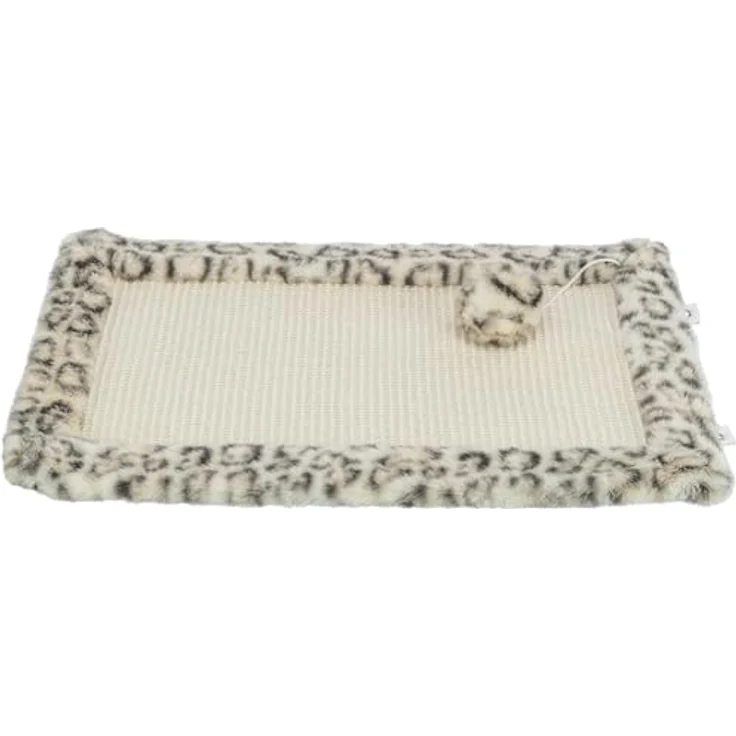 Trixie Kratzmatte Leo, Sisal 55 × 35 cm, Kratzspielzeug mit Plüschball zum Aufhängen oder Hinlegen – Bild 2
