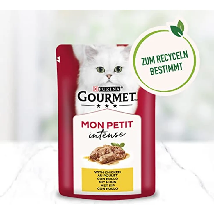 Gourmet Mon Petit Intense Katzenfutter nass, Geflügel-Variationen, 8er Pack mit 48 Portionen (8 x 6 Beutel à 50g) – Bild 3