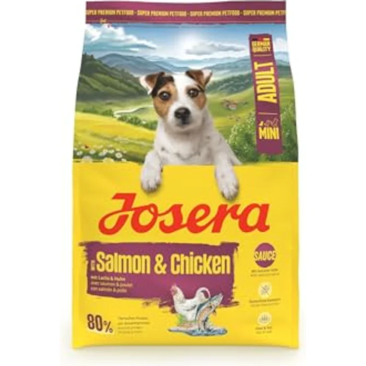 Josera Mini Adult Lachs & Huhn, Trockenfutter für kleine Hunde, 3 kg, glutenfrei, 80% tierisches Protein, kleine Kroketten – Bild 1