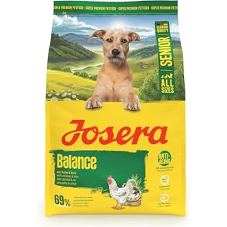 JOSERA Senior Balance Huhn & Reis, Premium Trockenfutter für ältere Hunde, phosphorarm, fett- & eiweißreduziert, glutenfrei, 1 x 3 kg – Bild 1