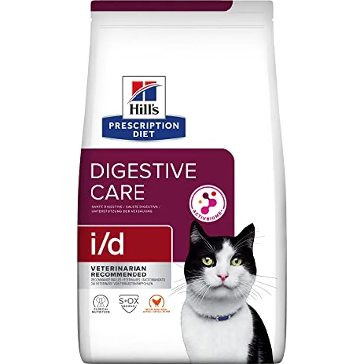 Hill's Prescription Diet i/d Trockenfutter für Katzen mit Huhn, hochverdaulich zur Unterstützung der Verdauung, 8 kg