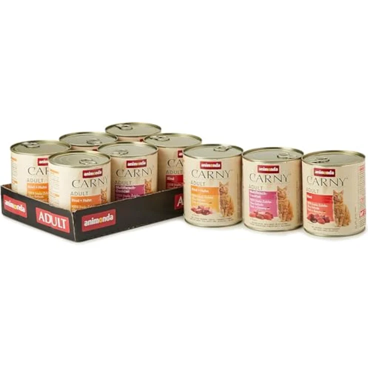 animonda Carny Adult Herzhafte Variation (6 x 800 g), Katzen-Nassfutter ohne Getreide mit 100 % frischen Fleischzutaten, ideal für ausgewachsene Katzen – Bild 1