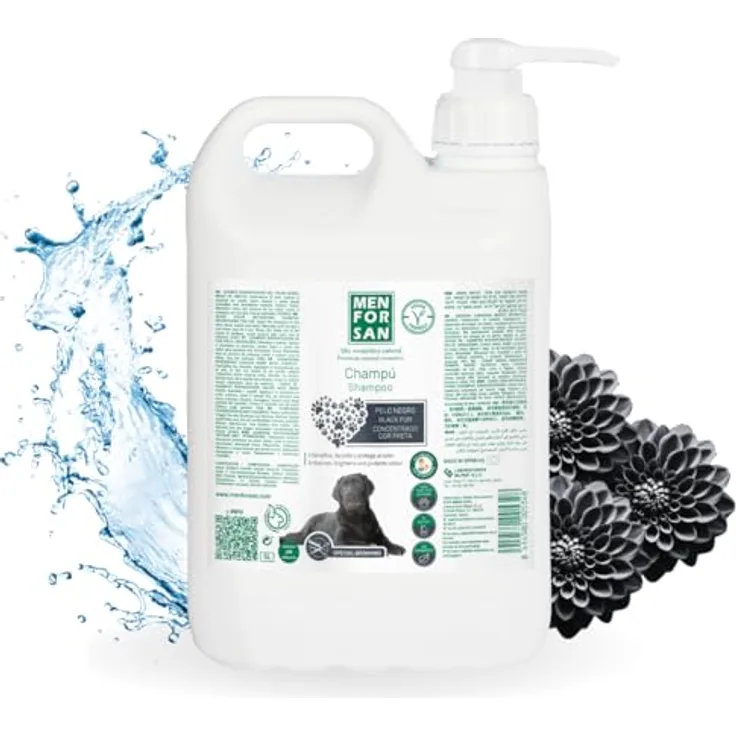 Menforsan Shampooing Men for San Chien Cheveux Foncé, 5 L, für Hunde mit dunklem Fell, hydratisierend und glanzfördernd