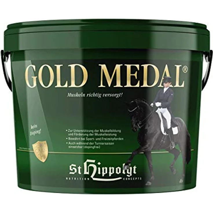 St. Hippolyt Gold Medal, Pferde Nahrungsergänzung zur Unterstützung der Muskelbildung und Muskelleistung, 10 kg Eimer – Bild 1