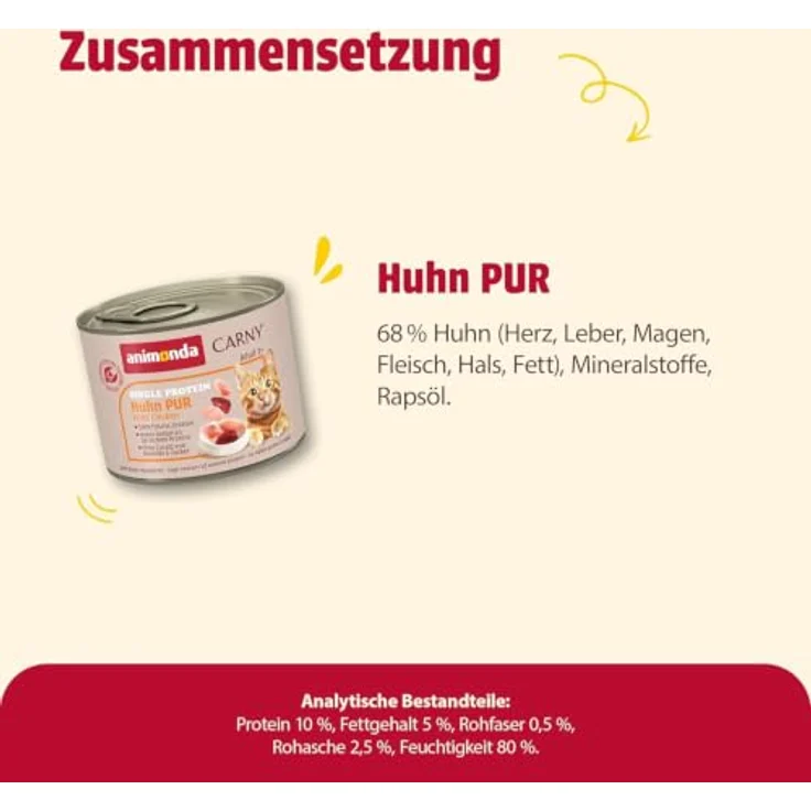 animonda Carny Adult Huhn pur, Katzen-Nassfutter mit reinem Hühnerfleisch, 6x200g – Bild 4
