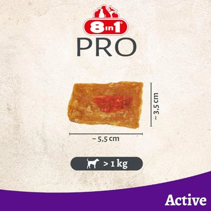 8in1 Pro Fillets Active, Hunde-Snack mit Hähnchen, fettarm und proteinreich, mit Chondroitin und Glucosamin für gesunde Knochen und Gelenke, 200g Beutel – Bild 5