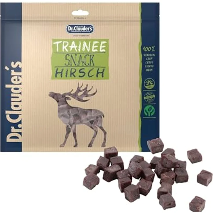 Dr.Clauder's Trainee Snack, leicht verdauliche Hundesnacks aus 95% Hirschfleisch mit Inulin, 500g Frischebeutel – Bild 1