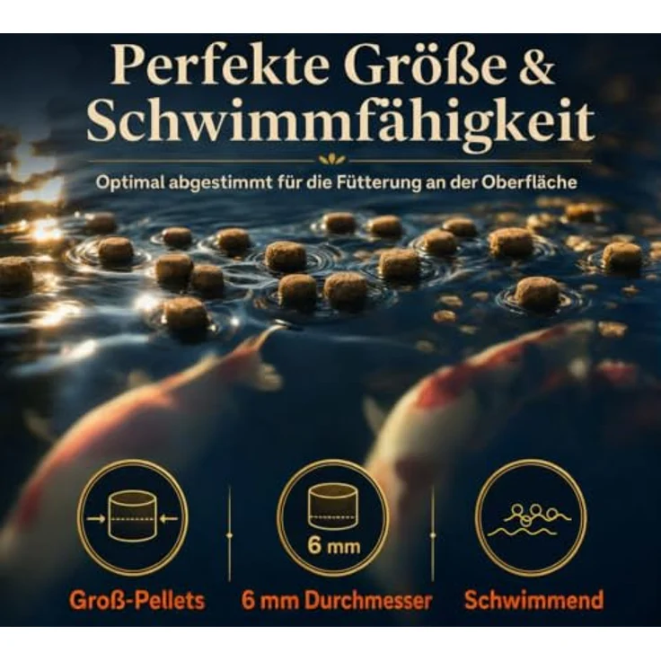 AGUALEVE PRO KOI Farbfutter Groß-Pellets 15 L, schwimmende 6 mm Pellets mit Premium-Protein, Spirulina und Omega-3 für vitale Koi, Made in Germany – Bild 3