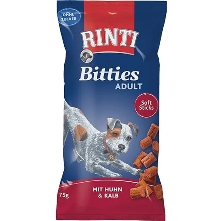 Rinti Bitties Adult Huhn & Kalb, Doppelpack, 2 x 75 g, weiche Hundeleckerli mit 95% Fleisch, ohne Zucker, mit Omega 3 – Bild 2