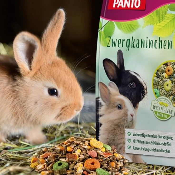 PANTO® Zwergkaninchenfutter, 25 kg Mischung mit Getreide, Pellets, Möhrenstücken und Johannisbrot, reich an Vitaminen und Mineralstoffen – Bild 3