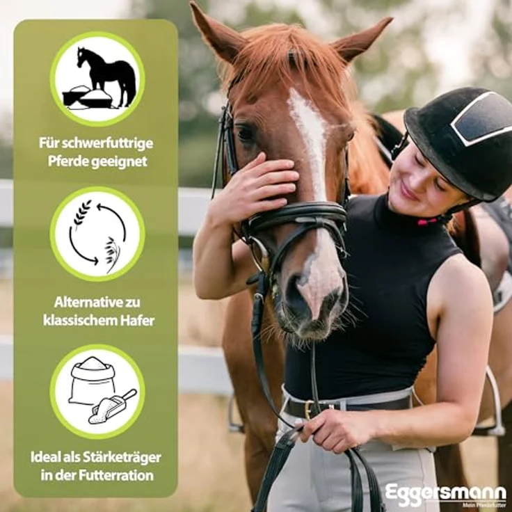 Eggersmann Gerstenflocken 15 kg, Einzelfuttermittel mit hohem Energiegehalt, geeignet für Pferde, Ponys, Hühner & Kleintiere, ideal bei Haferunverträglichkeit – Bild 3
