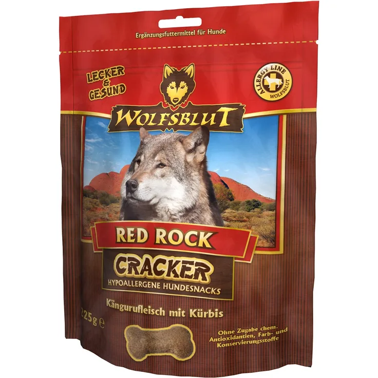 Wolfsblut Cracker Red Rock Känguru, Hunde-Snack für alle Lebensphasen, allergiefreundlich, 225g