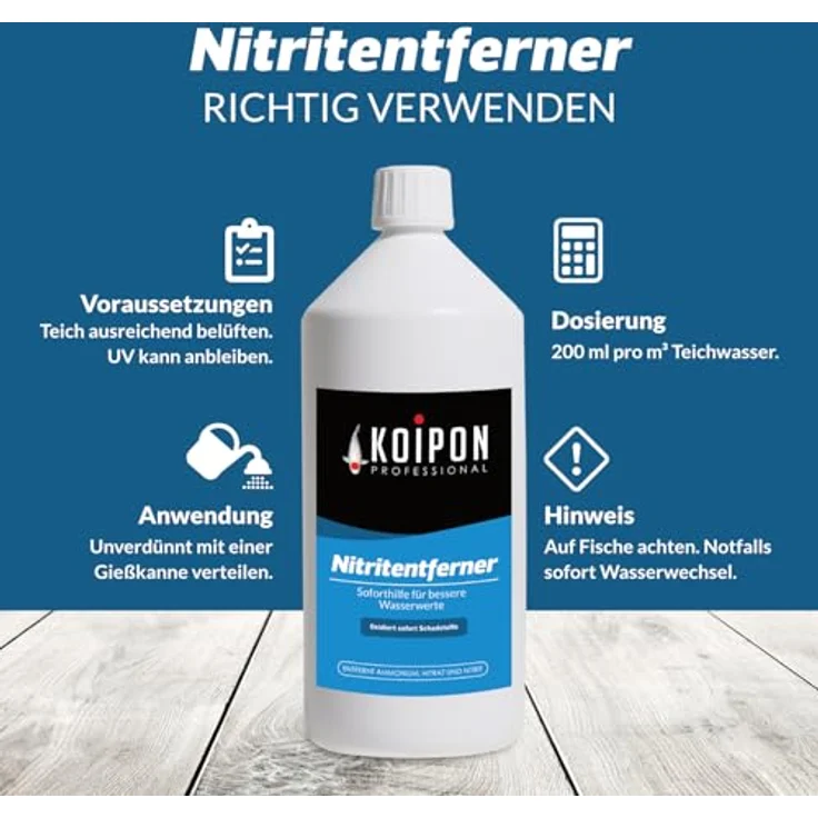 KOIPON Nitritentferner 1 L, Wasseraufbereitung gegen Ammonium, Nitrit & Nitrat für Teiche – Bild 3