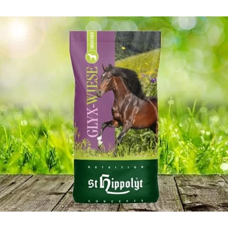 St. Hippolyt Glyx-Wiese Heucobs für Pferde, nährstoffreiches Pferdefutter, 20 kg – Bild 1