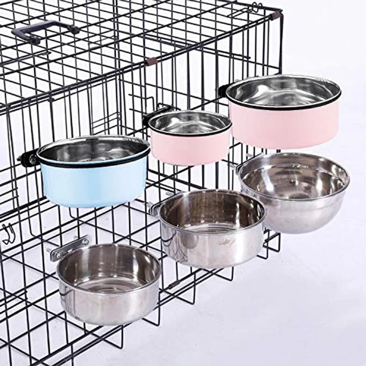 SUOXU Futternapf für Hundekäfig, Edelstahl, hängend, 850 ml für kleine Hunde, durchmesser 14 cm, leicht zu reinigen – Bild 4