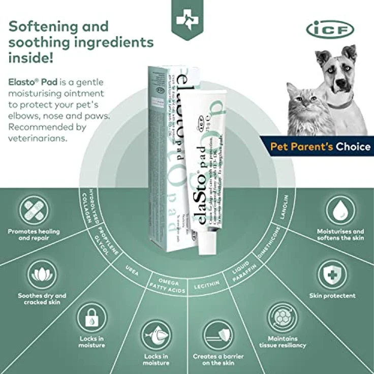 ICF Elasticopad POM, Hunde-Juckreizmittel für trockene und rissige Haut, 75ml, schützende Hautsalbe mit Sonnen- und Pfotenschutz – Bild 4