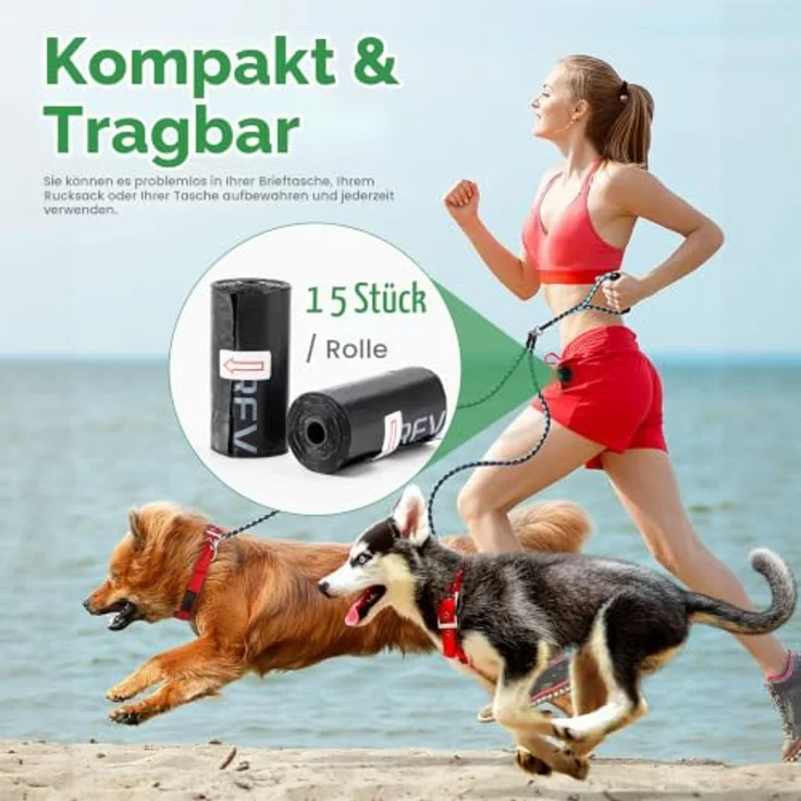 REVER GH50 Hundekotbeutel, 300 Stück, 33x23 cm, reißfest und parfümfrei, schwarz – Bild 3