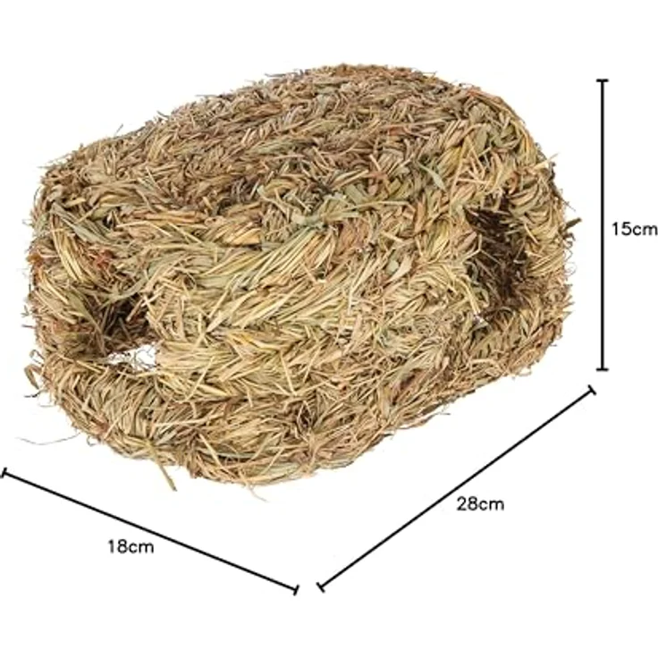 Kerbl Nagerhaus Grashaus, Unterschlupf und Spielplatz aus 100% getrocknetem Gras, 2 Eingänge, 28 cm x 18 cm x 15 cm, Modell 84053 – Bild 5