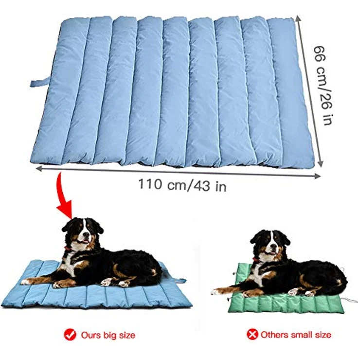 XIAPIA Hundematte, wasserdicht und waschbar, faltbar, hygienisch, antistatisch, 110 x 68 cm, Blau/Grau – Bild 5