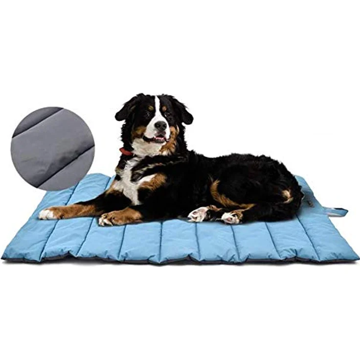 XIAPIA Hundematte, wasserdicht und waschbar, faltbar, hygienisch, antistatisch, 110 x 68 cm, Blau/Grau – Bild 1