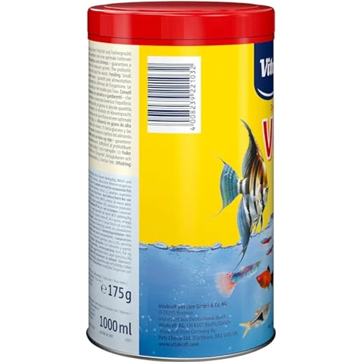 Vitakraft Flake-Mix, Fischfutter Aquarium mit Garnelen und Spirulina, reichhaltiger Mix aus fünf Futterflocken für alle Zierfische (1x 1l) – Bild 4
