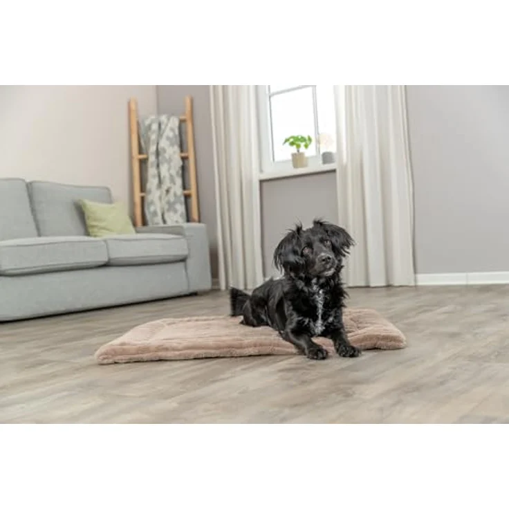 TRIXIE Tierkissen Liegematte Lonni hellbraun für Hunde, Polyester-Bezug, Plüsch in Breitcord-Optik – Bild 6