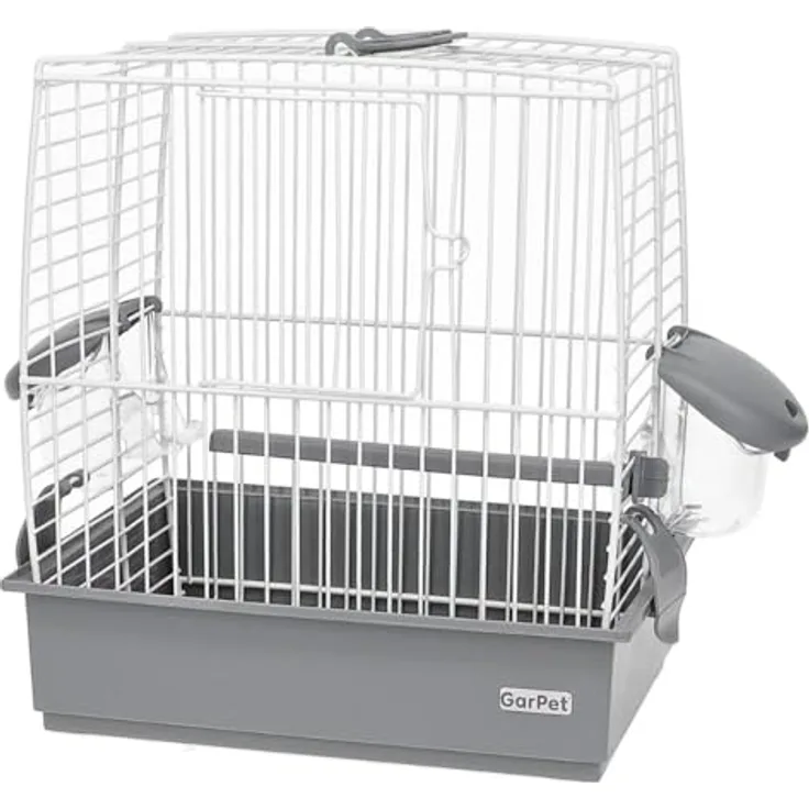 GarPet Vogel Transportbox, kleiner Reisevogelkäfig für Wellensittiche, tragbar mit stabilem Metallgitter und Zubehör