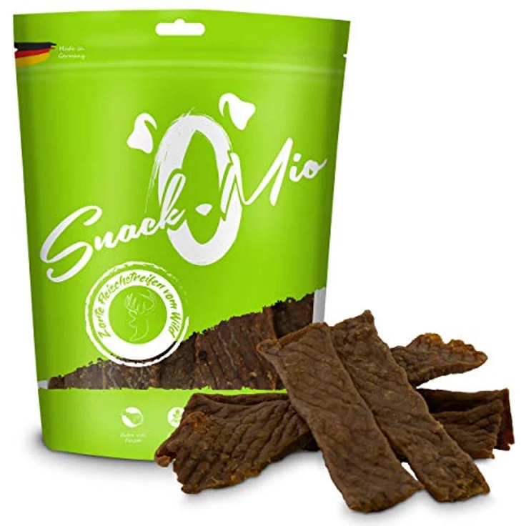SnackOMio Premium Hundesnack, zarte Fleischstreifen vom Wild, getreidefrei, luftgetrocknet, 1 x 125g – Bild 2