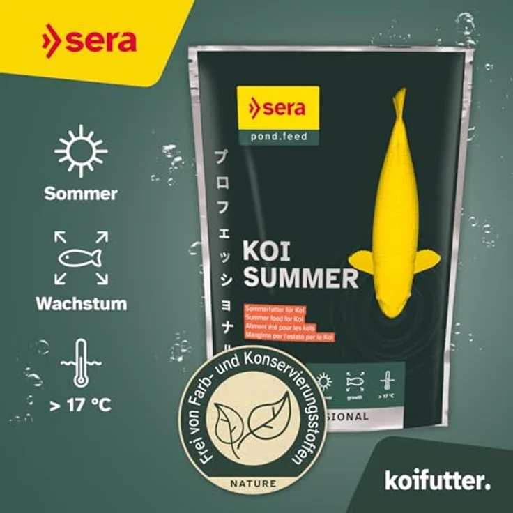 sera Koi Professional Summer 2200g | Energiereiches Koi Futter für Temperaturen über 17 °C | Ring-Kern-Pellets für aktive Fische im Sommer | Schwimmendes Fischfutter Teich – Bild 3