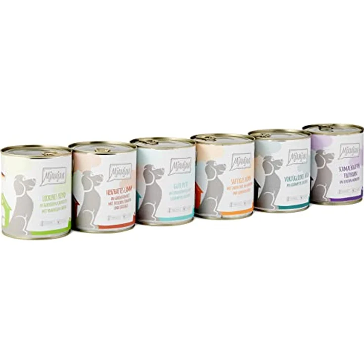 MjAMjAM Premium Nassfutter für Hunde - Mixpaket II mit Huhn & Ente, Rind, Pute, Kalb, Truthahn, Lamm, 6er Pack (6 x 800 g), naturbelassen mit hohem Fleischanteil, glutenfrei – Bild 1