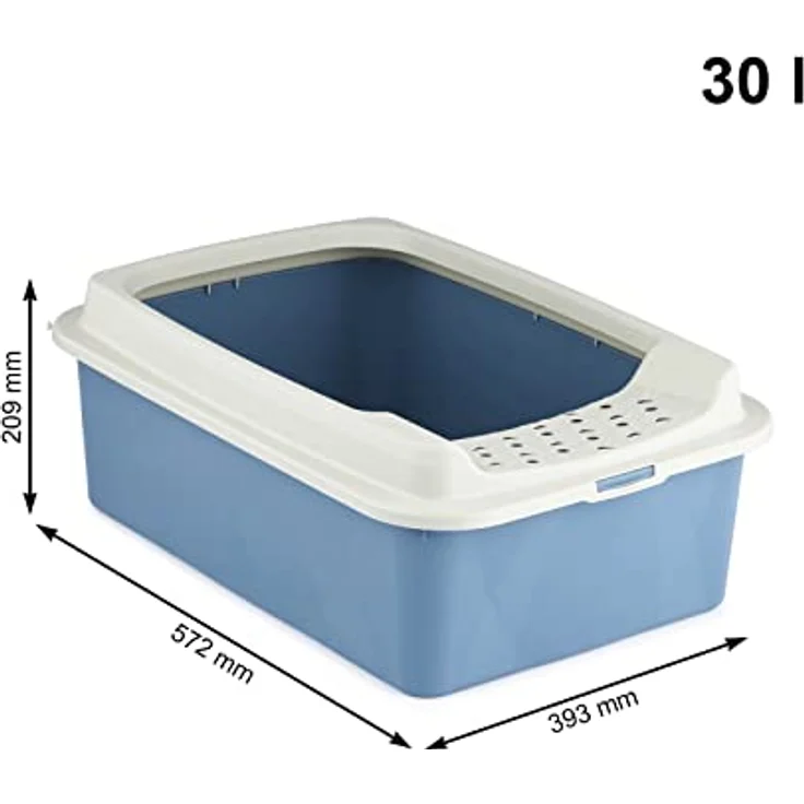 Rotho MyPet Bonnie Katzenklo mit Top-Eingang, Kunststoff (PP recycelt), blau/weiss, M, M (57,2 x 39,3 x 20,9 cm) – Bild 4