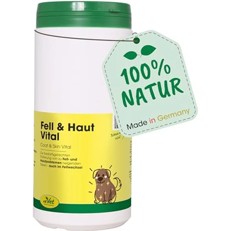 cdVet Fell & Haut Vital, Ergänzungsfuttermittel für Hunde und Katzen zur Unterstützung bei Fell- und Hautproblemen, 750 g