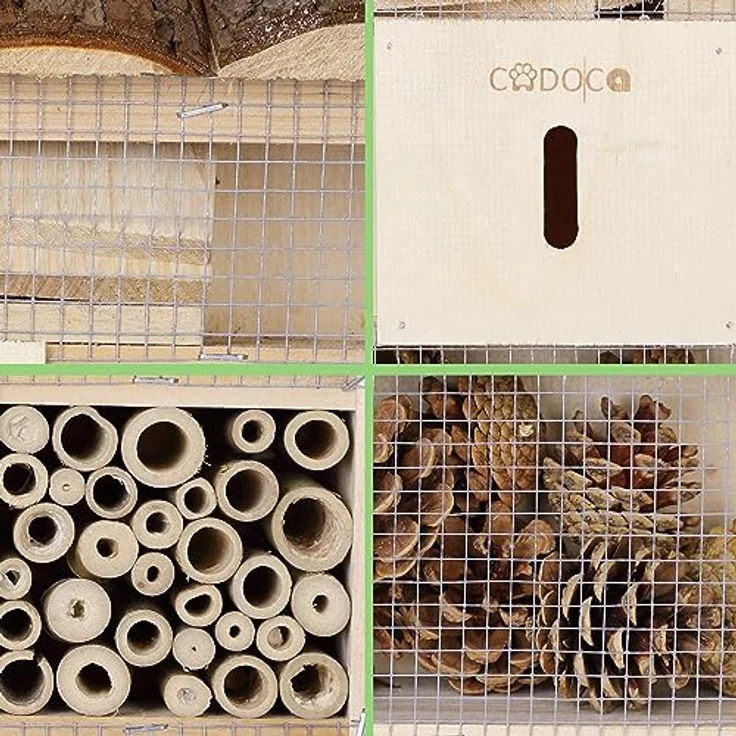 CADOCA® 2X Insektenhotel Bug's Inn 31x30,5x9,5cm Holz wetterfest Garten Bienenhotel Insektenhaus Nistkasten zum Aufhängen – Bild 5