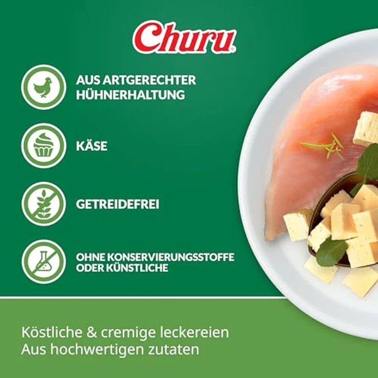 INABA Churu Hundeleckerli, getreidefreier Creamy Snack aus 100% natürlichem Huhn & Käse, zuckerfrei und kalorienarm, 56 g (1er Pack) – Bild 2