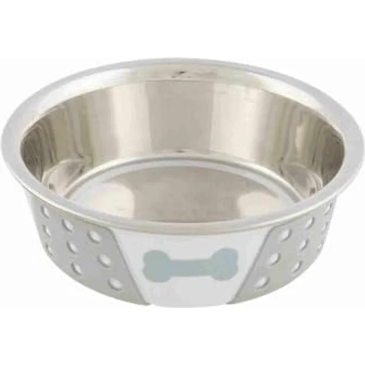 TRIXIE Futternapf Napf 14cm 400ml weiß grau Edelstahl – Bild 2