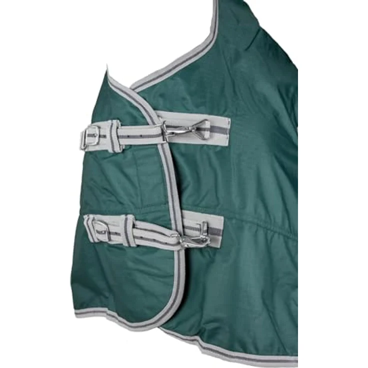 RL24 Weidedecke High Neck Basicline 600D, wasserdichte Regendecke & Übergangsdecke für Pferde, Grün, Größe 85cm (300g/m² Füllung) mit Kreuzbegurtung und hohem Halsansatz – Bild 5
