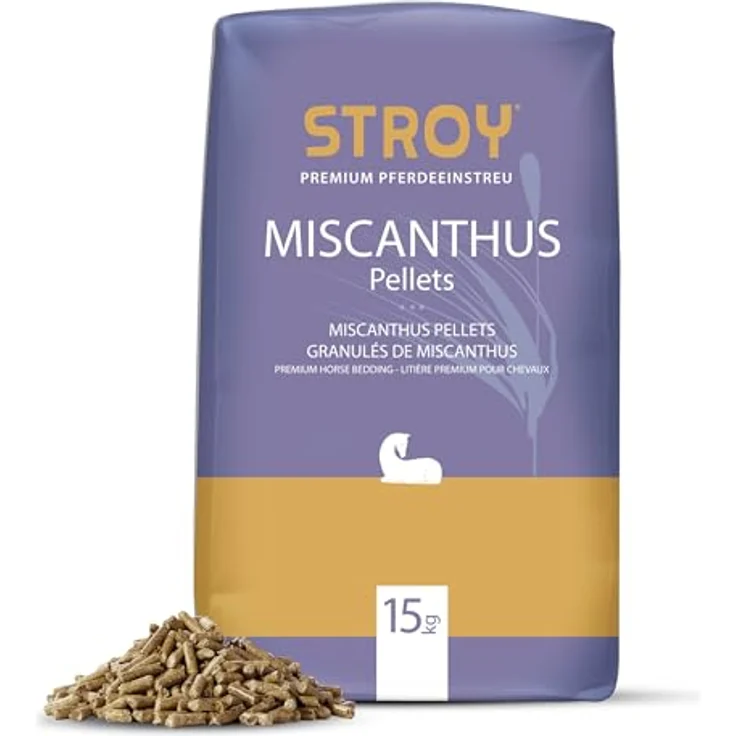 STROY Miscanthuspellets, Einstreu Pellets für Tierhaltung, hochsaugstark, 15kg x 20 Sack, 300kg / Palette, organisch und rein, geeignet für Groß- und Kleintiere, kompostierbar – Bild 3