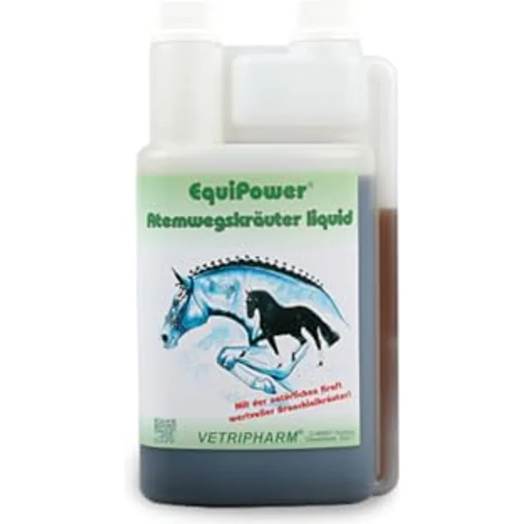 Equipower EquiPower Atemwegskräuter Liquid, 1 l für Pferde mit Fenchel & Thymian, natürliche Kräutermischung zur Unterstützung der Atemwege