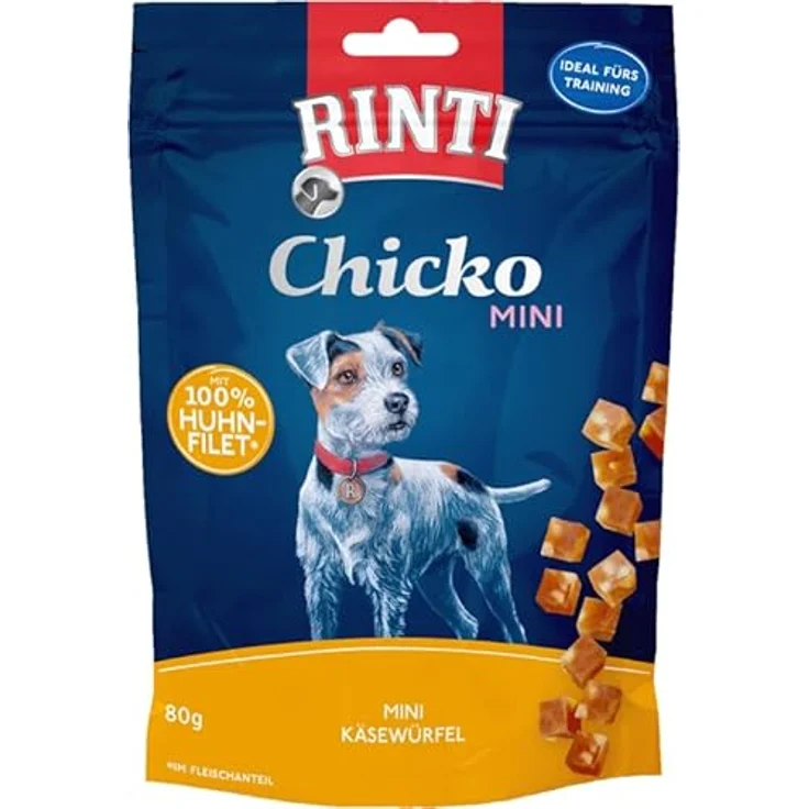 Rinti Chicko Mini Käsewürfel mit Huhn, 12er Pack, 12 x 80 g, aus frischem Hühnerbrustfilet, schonend luftgetrocknet, wiederverschließbar, ohne Soja und Fleischmehle – Bild 2