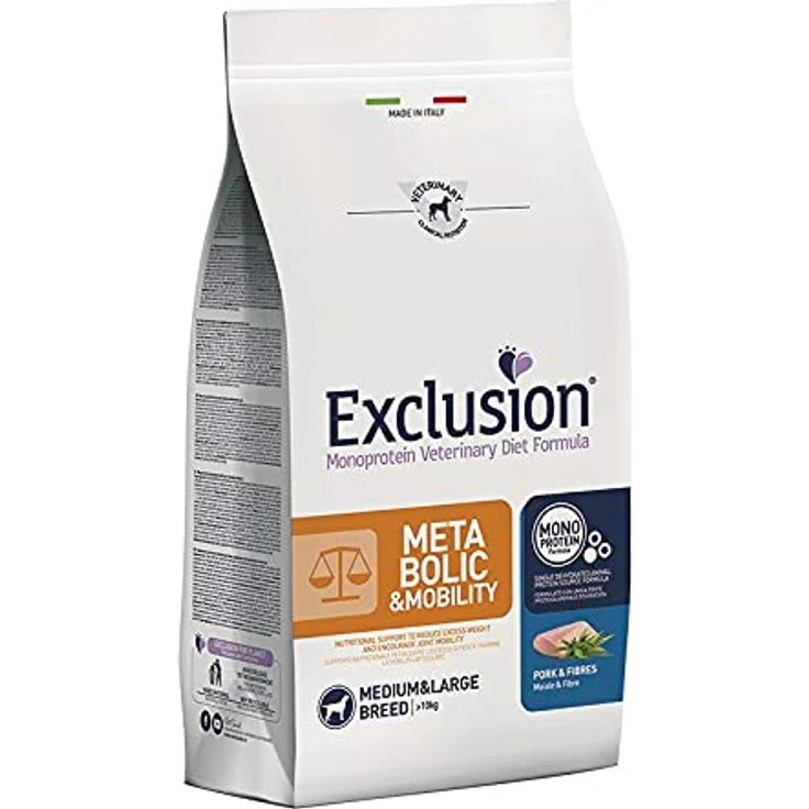 Exclusion Metabolic & Mobility, Hunde-Trockenfutter mit Schwein und Hanf, 12 kg, ideal zur Gewichtskontrolle und Erhöhung der Mobilität – Bild 1