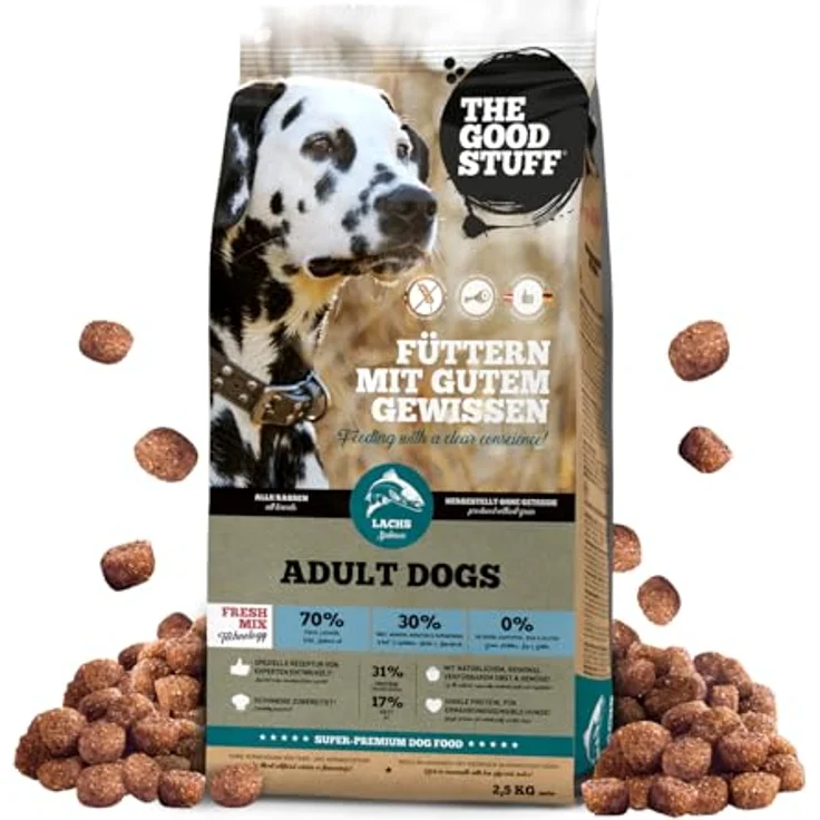 THE GOODSTUFF Lachs (Adult) 2,5 kg | Hochwertiges getreidefreies Hundetrockenfutter mit 70% frischem Lachs als einzige Proteinquelle für ausgewachsene Hunde – Bild 1